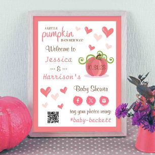 Cute Little Pumpkin Baby Shower Welcome Sign