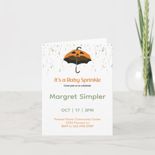 Cute Little Pumpkin Baby Sprinkle Invitation (Front)