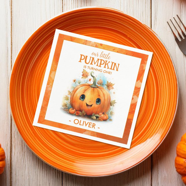 Cute Little Pumpkin Birthday Napkin (Creator Uploaded)