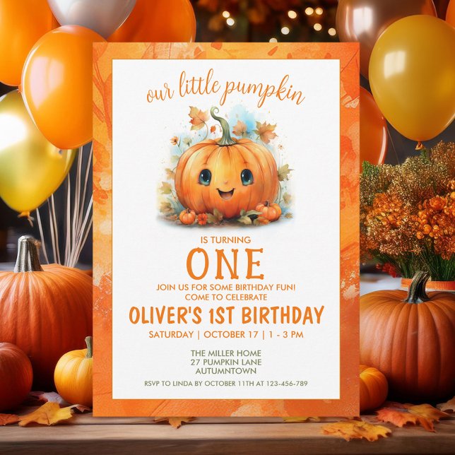 Cute Little Pumpkin Birthday Party Invitation (Creator Uploaded)