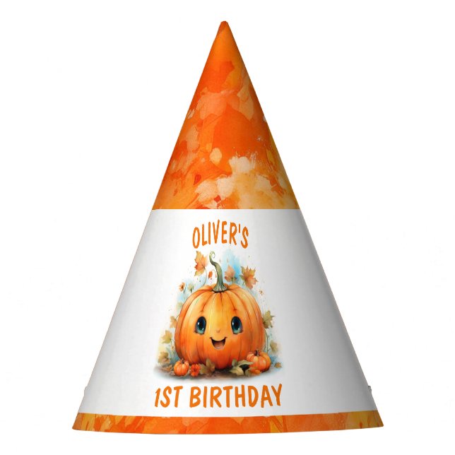 Cute Little Pumpkin Birthday Party Party Hat (Front)