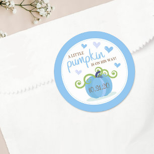 Cute Little Pumpkin Boys Baby Shower Classic Round Sticker