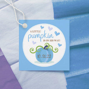 Cute Little Pumpkin Boys Baby Shower Favour Tags