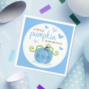 Cute Little Pumpkin Boys Baby Shower Napkin