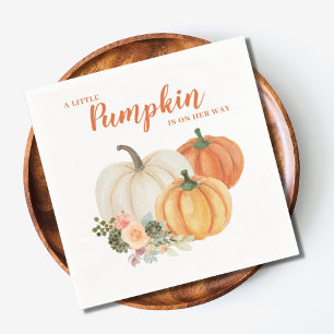 Cute Little Pumpkin Burnt Orange Baby Shower Napkin