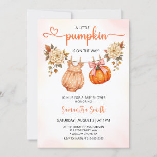 Cute Little Pumpkin Fall Autumn Baby Shower Invitation