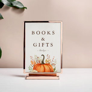 Cute Little Pumpkin Fall Autumn Baby Shower Pedestal Sign