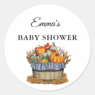 Cute Little Pumpkin Fall Baby Shower Classic Round Sticker