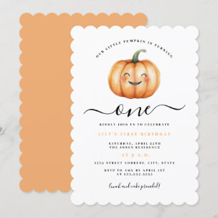 Cute Little Pumpkin First Birthday Party  Invitation