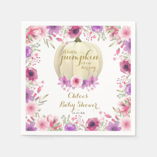 Cute Little Pumpkin Floral Baby Shower Napkin