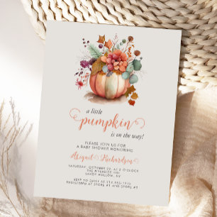 Cute Little Pumpkin Floral Fall Baby Shower Postcard