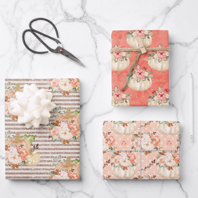 Cute Little Pumpkin Gifts Wrapping Paper Sheet (Front)