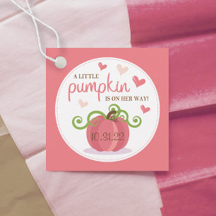 Cute Little Pumpkin Girls Baby Shower Favour Tags