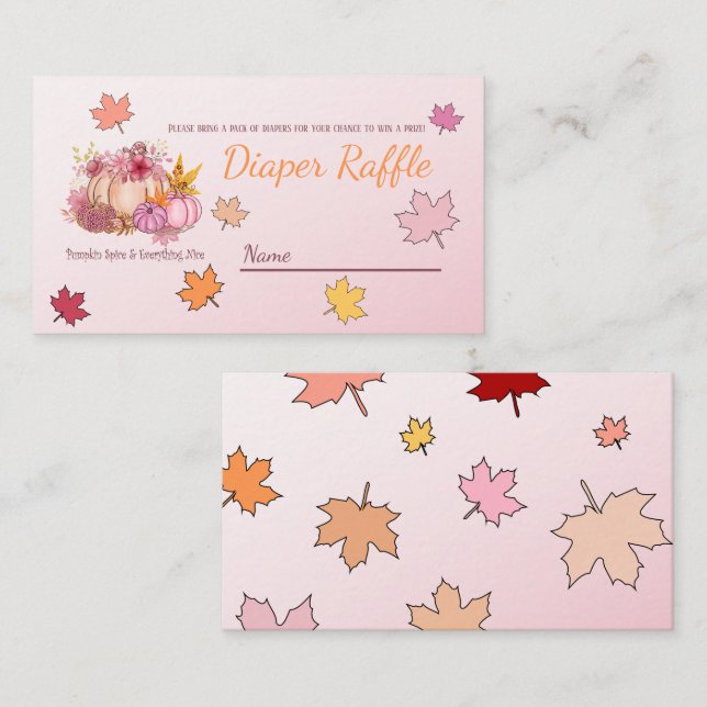 Cute Little Pumpkin on her way Pink Diaper Raffle  Enclosure Card (Front/Back)
