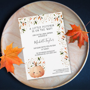 Cute Little Pumpkin on the Way Fall Baby Shower Invitation