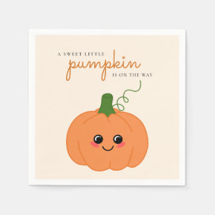 Cute Little Pumpkin On The Way Fall Baby Shower Napkin