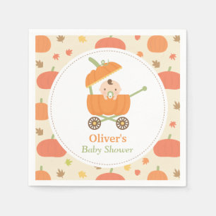 Cute Little Pumpkin Stroller Baby Shower Napkins