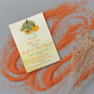 Cute Little Pumpkin Sunflowers Orange Baby Shower Postcard