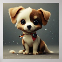 Cute little puppy dog brown and white