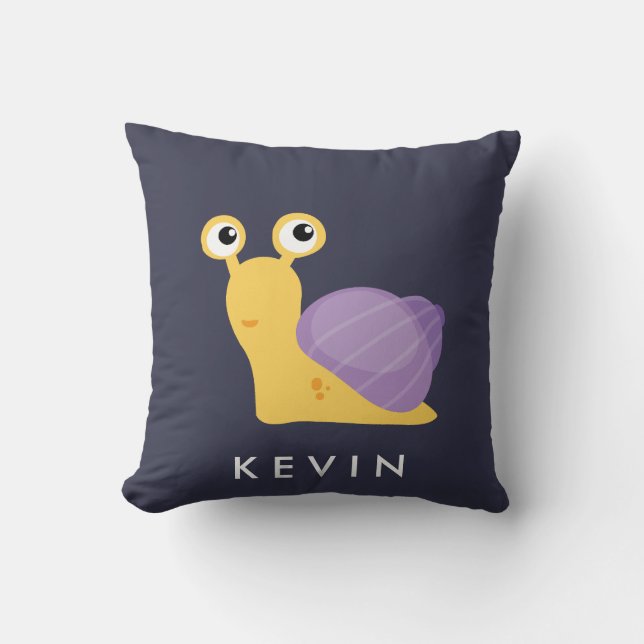 Cute Little PURPLE SNAIL chevron personalised Cushion (Front)