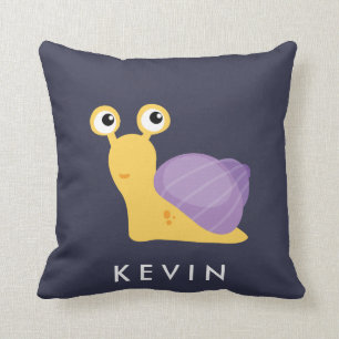 Cute Little PURPLE SNAIL chevron personalised Cushion
