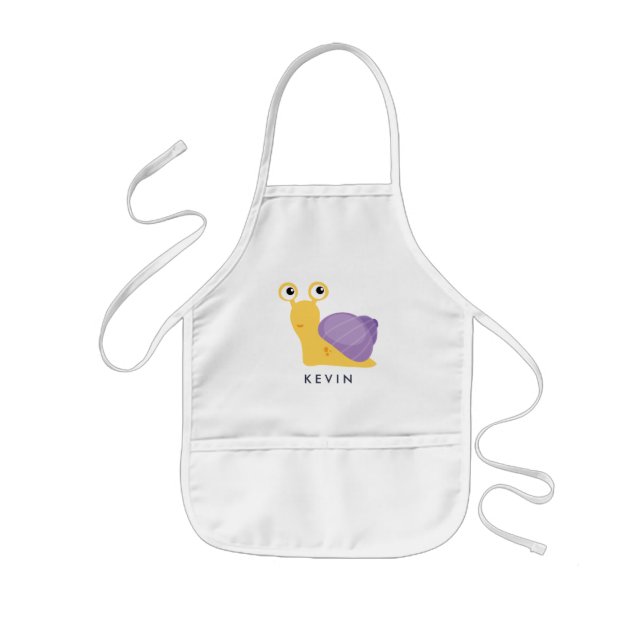 Cute Little PURPLE SNAIL Personalised Kids Apron (Front)