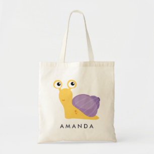 Cute Little purple SNAIL Personalised Tote Bag