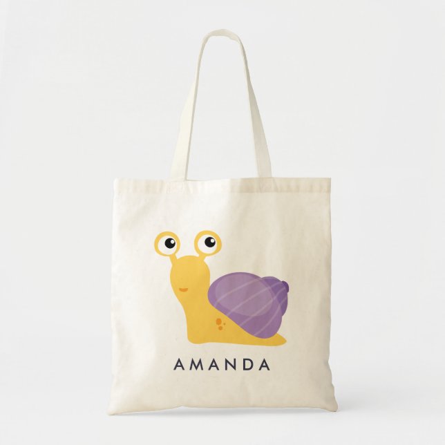 Cute Little purple SNAIL Personalised Tote Bag (Front)