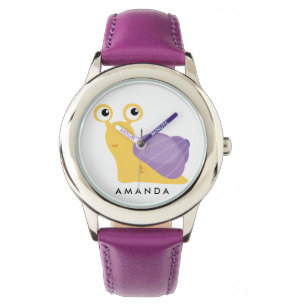 Cute Little purple SNAIL Personalised Watch