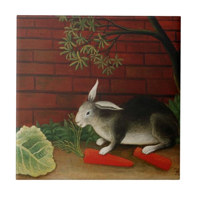 Cute Little Rabbit (Pet Animal) (Henri Rousseau) Tile (Front)