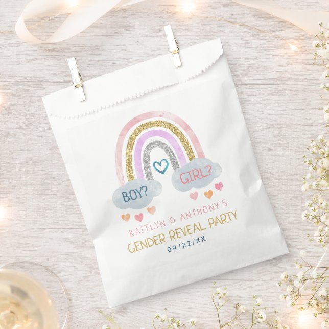 Cute Little Rainbow Gender Reveal Party Favour Bags (Clipped)