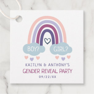 Cute Little Rainbow Gender Reveal Party Favour Tags