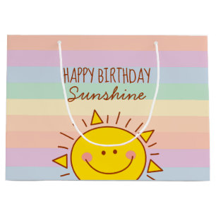 Cute Little Rainbow Sunshine Kids Happy Birthday Large Gift Bag
