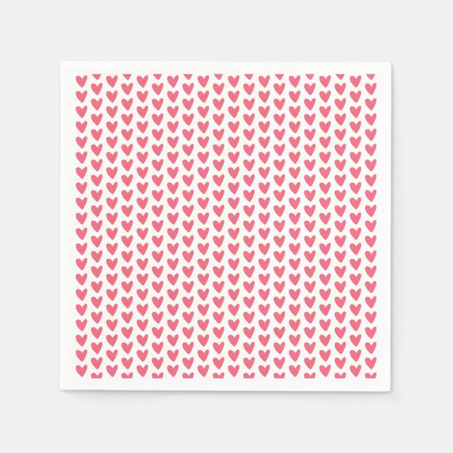 Cute Little Raspberry Pink Hearts Pattern Napkin (Front)