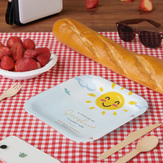 Cute little ray of Sunshine Baby Shower  Paper Plate (Picnic)
