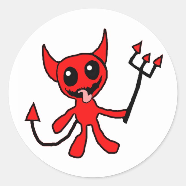 Cute little red devil classic round sticker (Front)