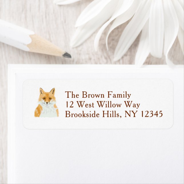 Cute Little Red Fox - custom return address label. (Insitu)