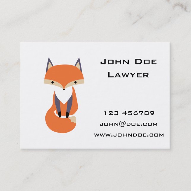 Cute Little Red Fox Illustration Business Card (Front)