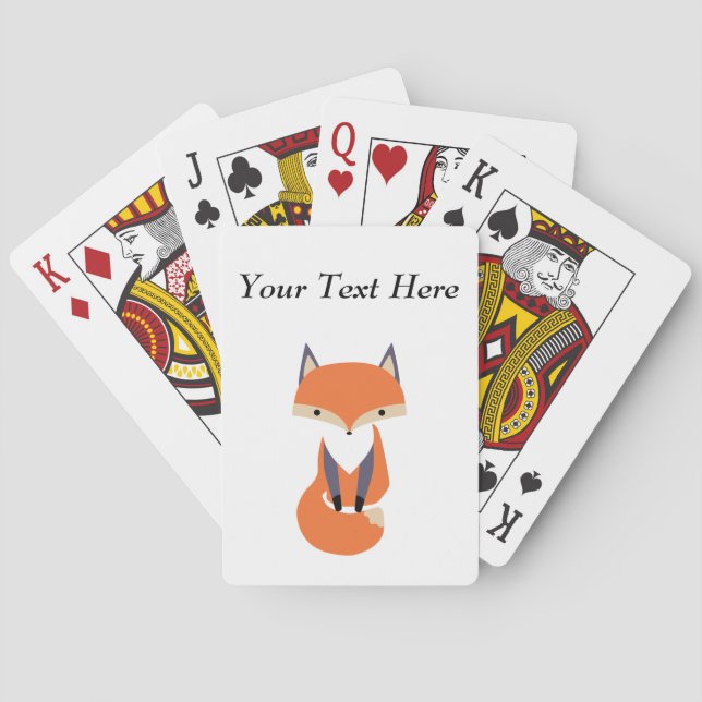 Cute Little Red Fox Illustration Playing Cards (Back)