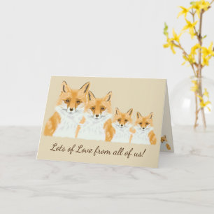 Cute Little Red Fox - transparent on beige. Card