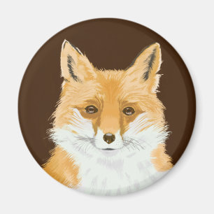 Cute Little Red Fox - transparent on brown. Magnet