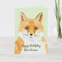Cute Little Red Fox - transparent on green.