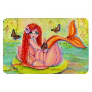 Cute little red head mermaid by Renee Lavoie Magnet