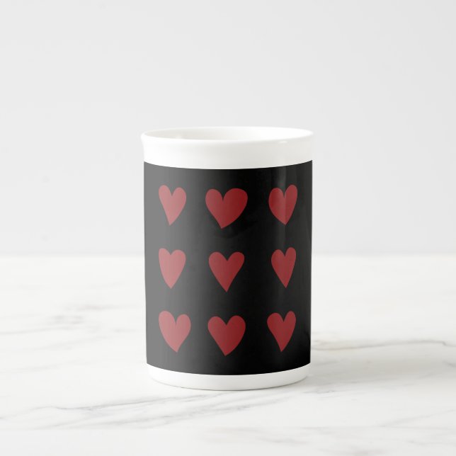 Cute Little Red Hearts Valentine's Day Gift Bone China Mug (Front)