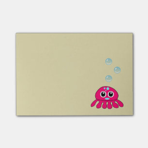 Cute Little Red Jellyfish with Blue Water Bubbles Post-it Notes