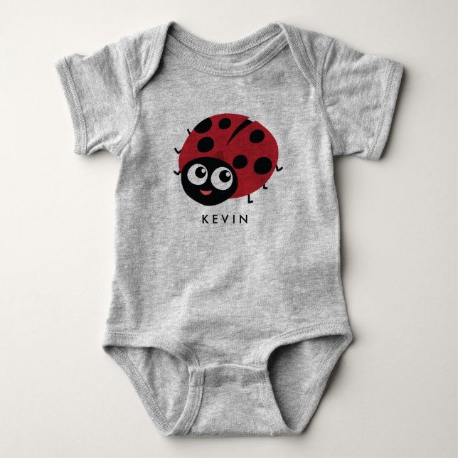 Cute Little red ladybug Personalised Baby Bodysuit (Front)