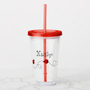 Cute Little Red Ladybugs   Personalised Acrylic Tumbler