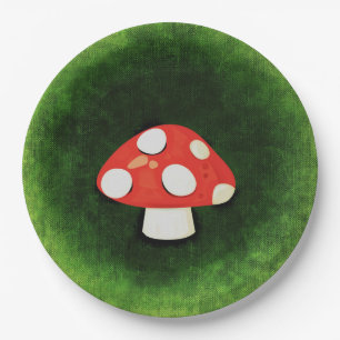 Cute Little Red Mushroom Paper Plate