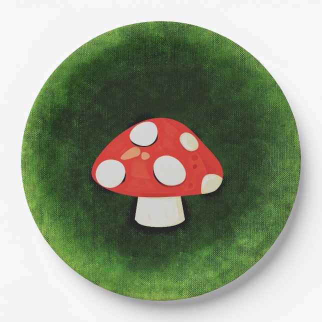 Cute Little Red Mushroom Paper Plate (Front)