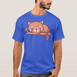 Cute Little Red Panda Sleeping On Tree Branch T-Shirt